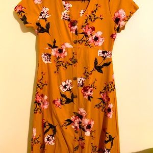 Pink Rose Brand Yellow Floral Dress